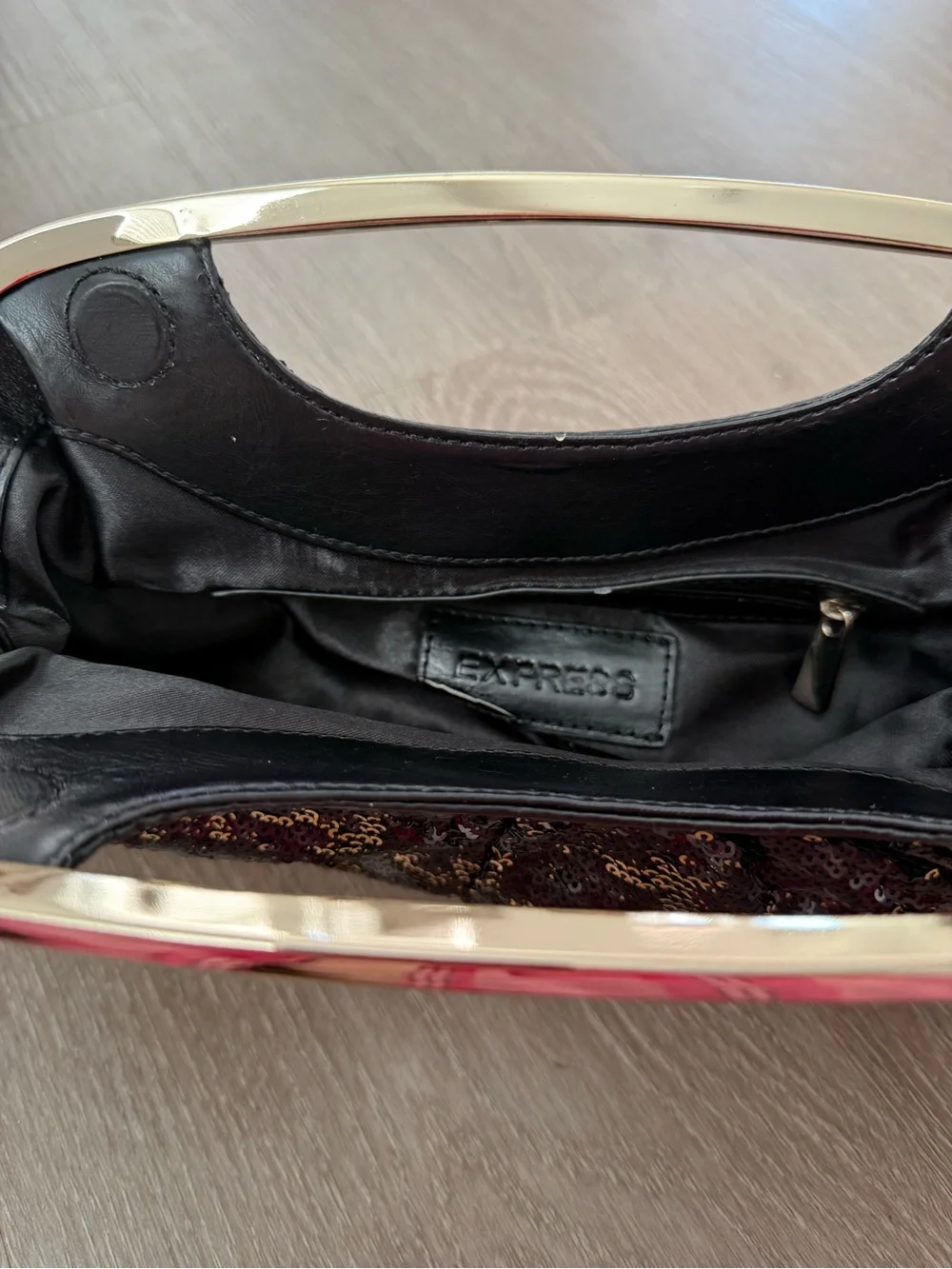 Sequin Evening Clutch Handbag in Black and Gold
